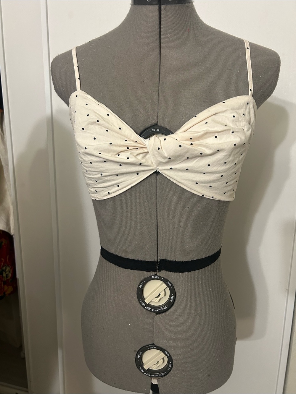 ASOS Cream Twist-Front Polka Dot Bralette